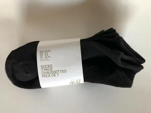 New H&M Fine-Knit Ankle Black Unisex Cotton Blend Socks 7pk Size 2-4 (EUR 34/36) - Picture 1 of 3