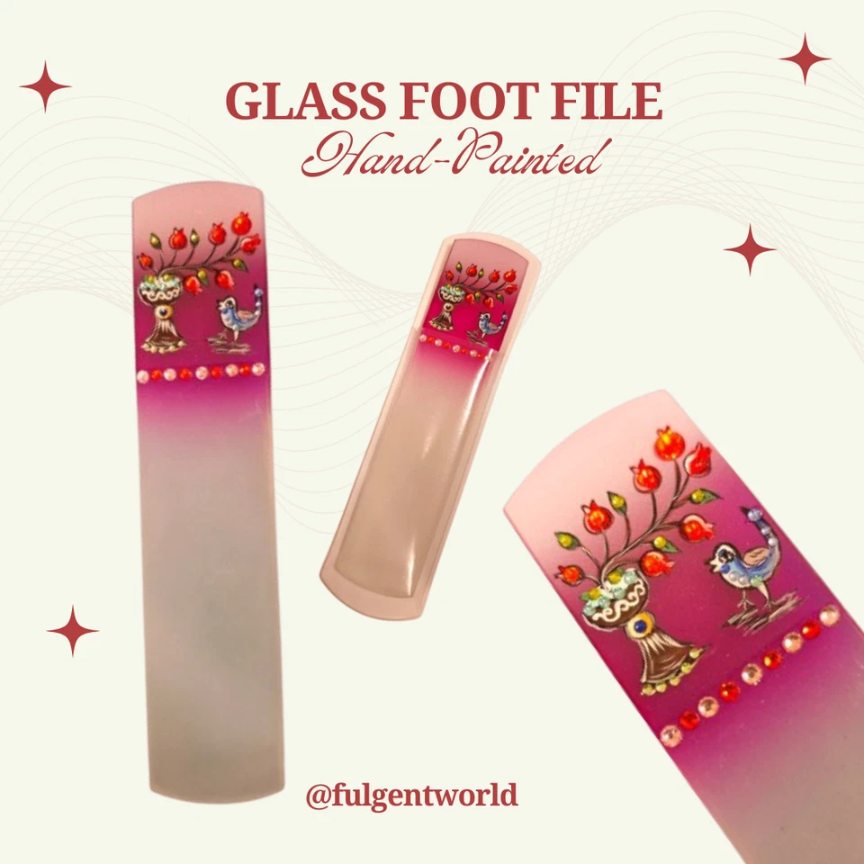 Hand-Painted Glass Foot File | Unique Handmade Gift - Image 1 of 1
