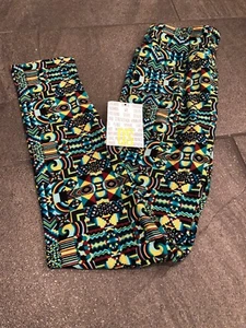 Legging Lularoe Nuevo con Etiquetas y En Paquete OS Talla Única Amarillo Teal Rojo Negro Geo Triángulo - Imagen 1 de 3