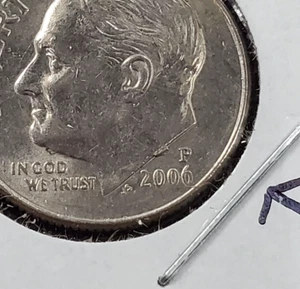 2006 P Roosevelt Dime Coin Die Chip obverse XF / AU - Picture 1 of 4