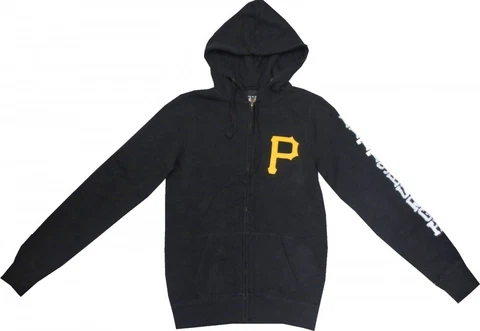Pittsburgh Pirates MLB Women's Black Full-Zip Hooded Sweatshirt Cover