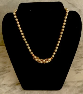 Винтажное ожерелье с жемчугом/бриллиантами Barbara Bush Lord and Taylor 14k «BB» - Изображение 1 из 4