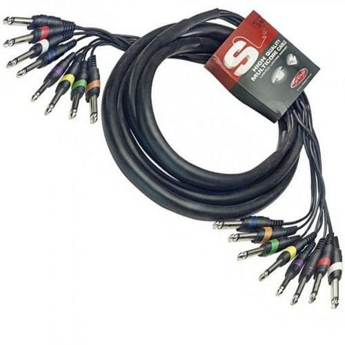 8-Way 3m 6.35mm 1/4" Mono Jack to Jack Unbalanced Loom Patch Multicore Cable - Image 1 of 1