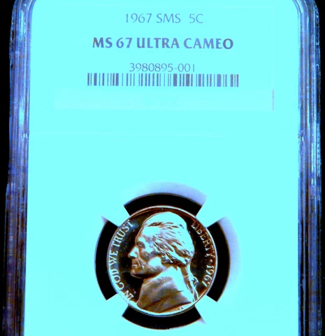 1967 5c SMS NGC MS67 UCAM,CAKED CONTRAST O/R;No TONING,HAZE,8 Higher;VERY RARE!! Cover