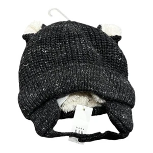 Baby GAP Sherpa Lined Beanie, Charcoal Gray, Size Newborn, NEW - Picture 1 of 4