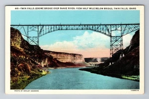 Twin Falls ID-Idaho, Twin Falls Jerome Bridge, antike Souvenir Vintage Postkarte - Bild 1 von 2