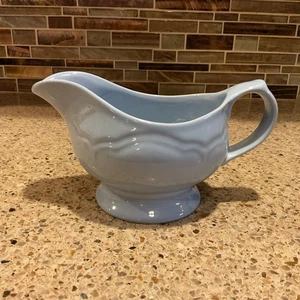 Pfaltzgraff Gazebo Blue Gravy Boat Server Scalloped Stoneware  #436 - Picture 1 of 9