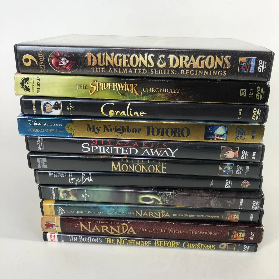 Лот из 11 DVD детских фильмов студия Ghibli Narnia Coraline Spiderwick D&D 9 - Изображение 1 из 4