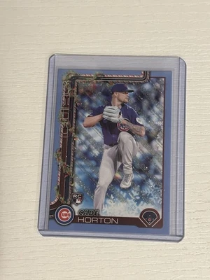 2025 Topps Holiday Light Blue Glitter SP Rookie Cade Horton #H140 Cubs RC - Image 1 of 2