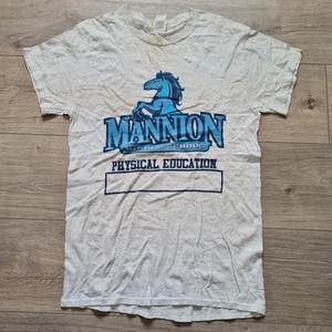 Vintage T-Shirt Mannion Middle School PE Sportswear Gildan S Grau USA - Bild 1 von 5