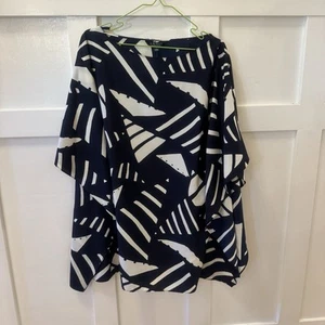 NWT Lauren Ralph Lauren Flutter Sleeve Top Size:L Geometric Print Tunic Blouse - Bild 1 von 10