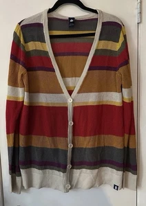 Cárdigan Doctor Who Suéter con Botones Tema Caliente Mujeres Talla 1 XL Rayas Colorido BBC - Imagen 1 de 6