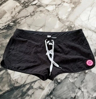 Roxy Juniors Size: 11 Crinkled Design, Black Lace Up Board Swim Shorts  - Image 1 of 4
