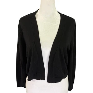 Talbots M Shrug Black Cropped Open Cardigan Cotton/Modal 3/4 Sleeve - Picture 1 of 10