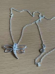 925 Silber Zirkonia Drachenfliege Anhänger & 46 cm Kette / signiert / Italien - Bild 1 von 4