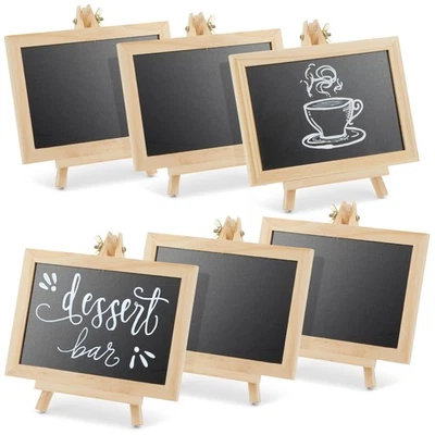 6-Pack Mini Chalkboard Signs with Easel Stand for Table Decorations, 7x7x4 in - Image 1 of 4