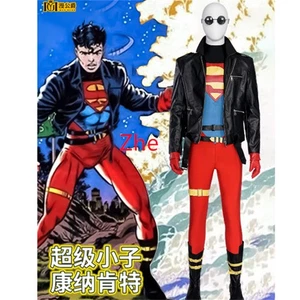 Superboy Conner Kent Outfits Mantel Stiefel Overall Handschuh Herren Posten Cosplay Kostüm  - Bild 1 von 29