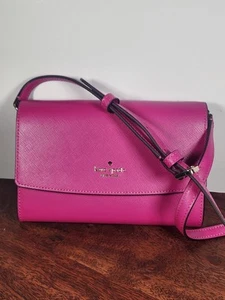 Kate Spade Perry Candied Plum Leather Flap Crossbody Purse Bright Pink New  - Picture 1 of 6