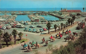 SANTA BARBARA CA YACHT HARBOR FIESTA DAY PARADE 1950s AUTOS POSTCARD 101325 U - Picture 1 of 2