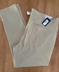 Pantalones de rendimiento Peter Millar Crown Crafted Bingham 5 bolsillos beige 44x32 nuevos con etiquetas - Imagen 1 de 10