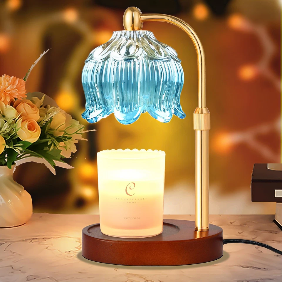 Lámpara Calentador Vela Flor Ajustable con Temporizador, Calentador Vidrio Tulipán Loto Luz... Foto 1 de 4