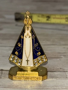 Catholic Double Sided Mini Statue Metal Nossa Senhora Da Aparecida Figurine 2” - Picture 1 of 9