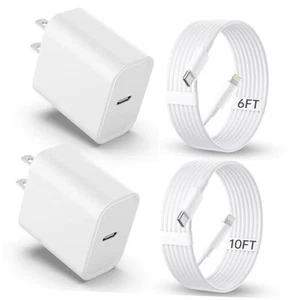 iPhone Charger Fast Charging【MFi Certified】 2Pack 20W PD USB C Wall White - Picture 1 of 7