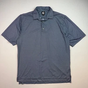 Footjoy Golf Polo Shirt Mens L Short Sleeve Geometric Blue Performance Stretch - Picture 1 of 7