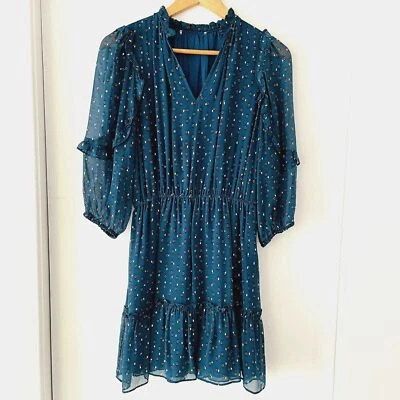 Vestido Gracie Esmeralda Para Mujer Cuello en V Volantes Lurex Seda Metálico Chifón Talla S Foto 1 de 4