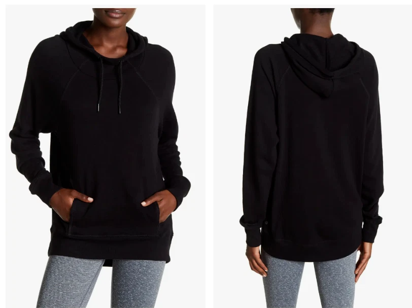 Z by ZELLA Black Kangaroo Pocket Lightweight Knit Hoodie S = 4/6 Nordstrom Yoga - Image 1 of 1