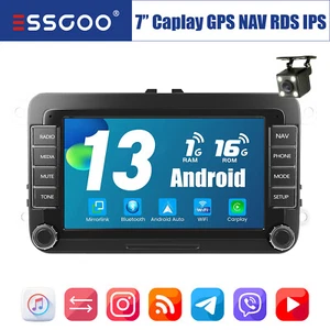 7" Autoradio Carplay Android 13 GPS NAVI RDS +Cam Per VW GOLF 5 6 Touran Polo 6R - Foto 1 di 15