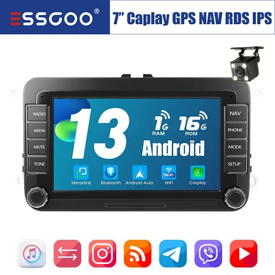 7" Autoradio Carplay Android 13 GPS NAVI RDS +Cam Per VW GOLF 5 6 Touran Polo 6R - Immagine 1 di 4