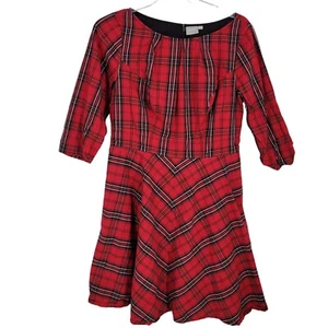 Eshakti 16W Check Pleat Neck Dress 3/4 sleeve Lolita Scottish Princess Girlish - Picture 1 of 4