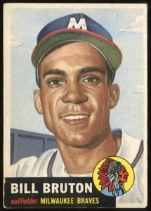 1953 Topps #214 Bill Bruton Milwaukee Braves - Rookie Card - Picture 1 of 2