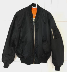 ALPHA INDUSTRIES MENS REVERSIBLE BLACK/ORANGE BOMBER JACKET SIZE LARGE - EC - Picture 1 of 17