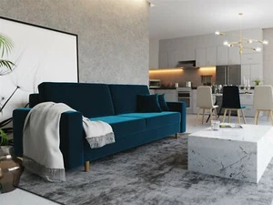 Sofa 3-Sitzer BELLA mit Schlaffunktion Türkis - Bild 1 von 6