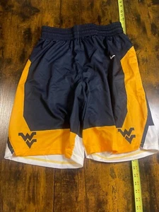 West Virginia Mountaineers Shorts Mens Large Blue Yellow Nike College Basketball - Picture 1 of 3