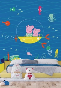 Peppa Pig Papel Pintado Mural Bebé Dormitorio Guardería Rosa Azul 2.55x2.7m Habitación Infantil - Imagen 1 de 3