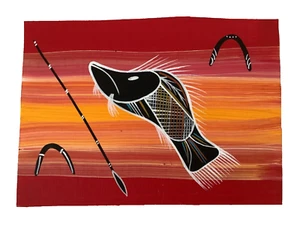 REG PENGARTE 100% ORIGINAL PAINTING BUSH TUCKER BARRAMUNDI 28cm x 21cm WITH COA - Foto 1 di 8