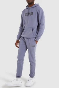 ellesse Mens Full Tracksuit Overhead Hooded Top & Sweat Jogger Set Grey - Picture 1 of 5