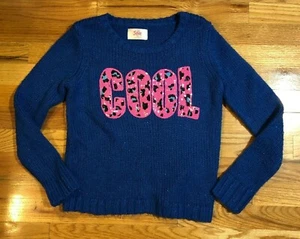 GIRLS JUSTICE METALLIC BLUE PINK COOL SWEATER 12 * - Picture 1 of 7