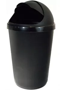 New 50 Litre Bullet Bin Rubbish Waste Litter Bins Kitchen Dustbin Flap Lid Black - Picture 1 of 1