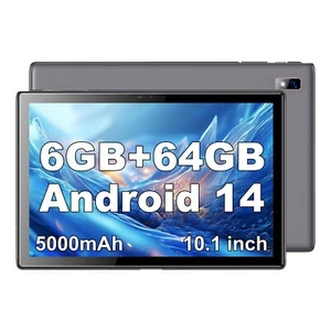 2025 10.1 inch Tablet Android 14 Tablets 6GB RAM 64GB ROM Dual Camera Bluetooth - Picture 1 of 14
