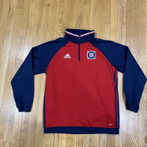 ADIDAS CHICAGO FIRE MLS 1/4 Zip Track Jacket Sweater Size L Large Red Cover