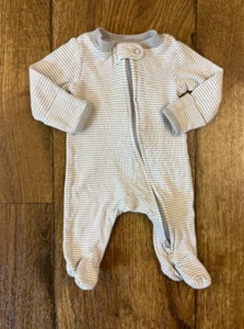 Carters Preemie Baby Boy Sleeper Striped Zipper Gray Outfit Romper Cotton Zips - Picture 1 of 6
