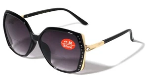 Women Oversized Rhinestones BIFOCAL Reading Sunglasses - Outdoor Reader Glasses - Picture 1 of 13