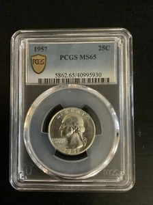 1957 25C Washington Quarter PCGS MS65 #1 Very nice coin as pictured - Picture 1 of 4
