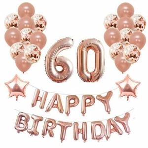 16" Rose Gold Happy Birthday Balloons Foil Number 16th 18th 21st Age Decorations - Picture 1 of 16