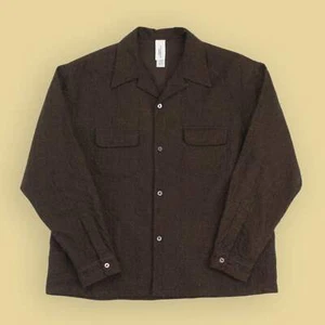 Niche. Japan Brown Floral Embroidered Cotton Muslin Open Collar Shirt M - Picture 1 of 5