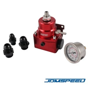 Red AN8 AN6 Fuel Inject Pressure Regulator Kit With 0-160psi Oil Gauge 8AN EFI - Picture 1 of 6